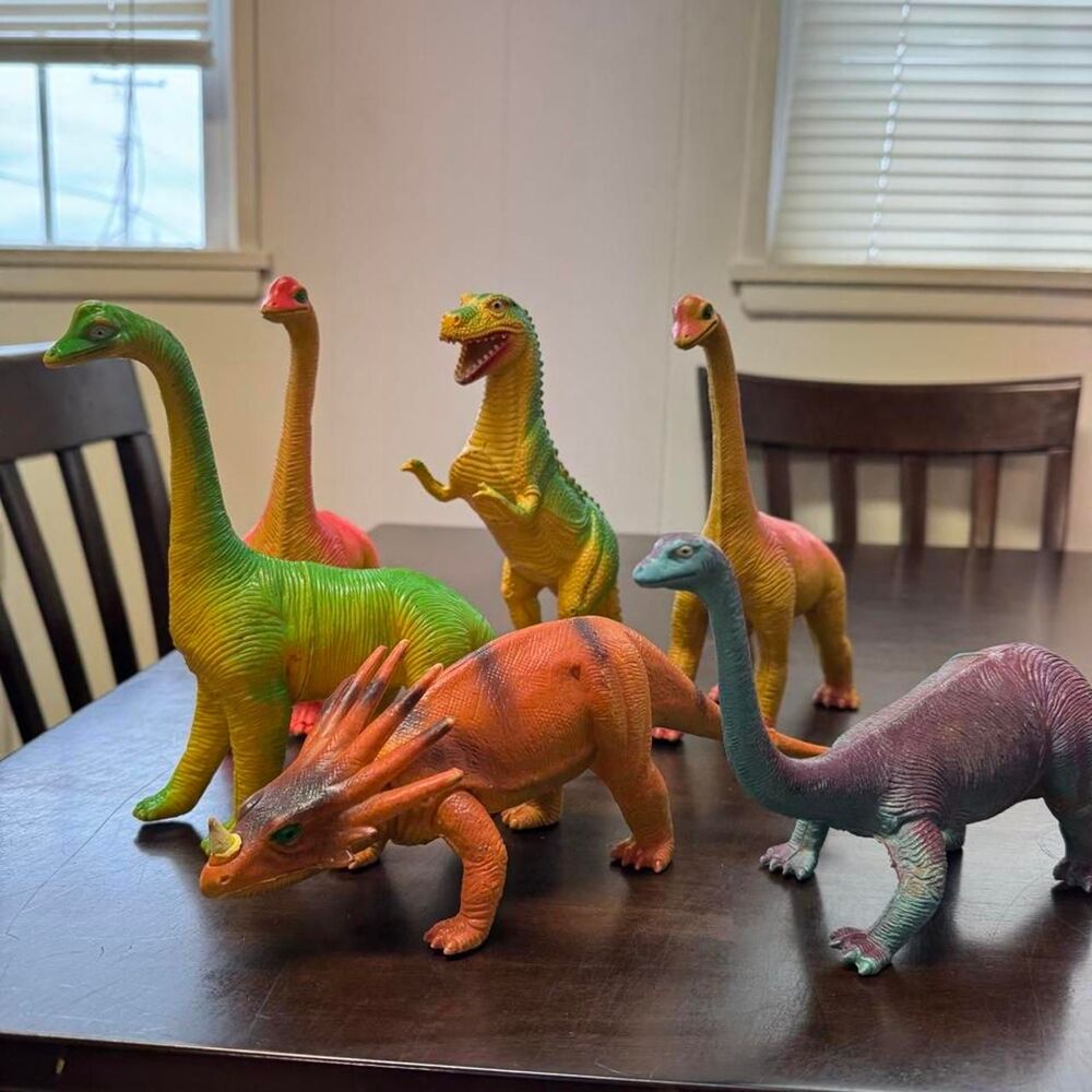 Vintage Imperial Dinosaur Figure Lot – 1980s Rubber Plastic Prehistoric Toys